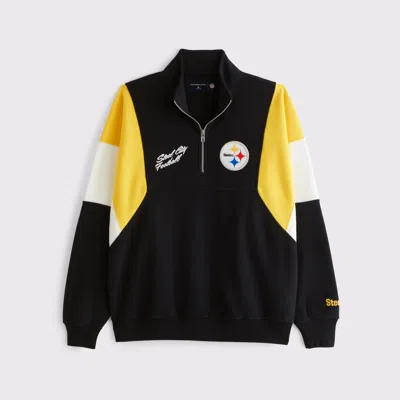 Abercrombie & Fitch Pittsburgh Steelers Half-zip Sweatshirt In Black