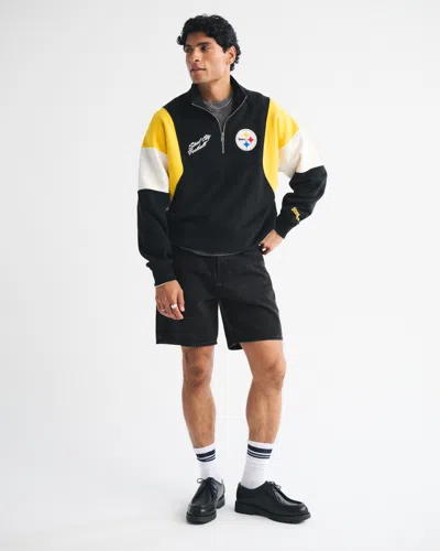 Abercrombie & Fitch Pittsburgh Steelers Half-zip Sweatshirt In Black