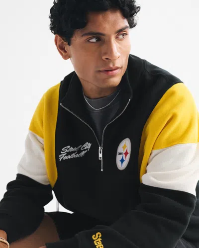 Abercrombie & Fitch Pittsburgh Steelers Half-zip Sweatshirt In Black