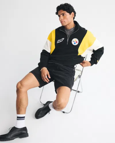 Abercrombie & Fitch Pittsburgh Steelers Half-zip Sweatshirt In Black