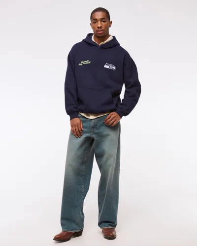 Abercrombie & Fitch Seattle Seahawks Graphic Popover Hoodie In Multi