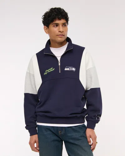 Abercrombie & Fitch Seattle Seahawks Half-zip Sweatshirt In Multi