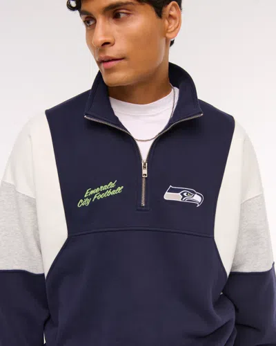Abercrombie & Fitch Seattle Seahawks Half-zip Sweatshirt In Multi