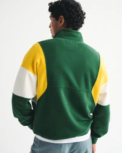 Abercrombie & Fitch Green Bay Packers Half-zip Sweatshirt In Green