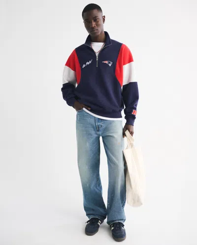 Abercrombie & Fitch New England Patriots Half-zip Sweatshirt In Multi