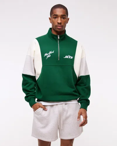 Abercrombie & Fitch New York Jets Half-zip Sweatshirt In Brown