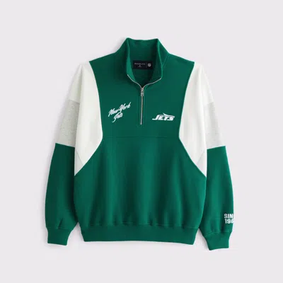 Abercrombie & Fitch New York Jets Half-zip Sweatshirt In Brown