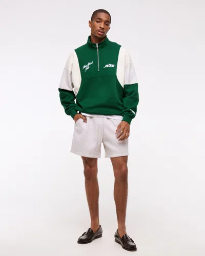 Abercrombie & Fitch New York Jets Half-zip Sweatshirt In Brown