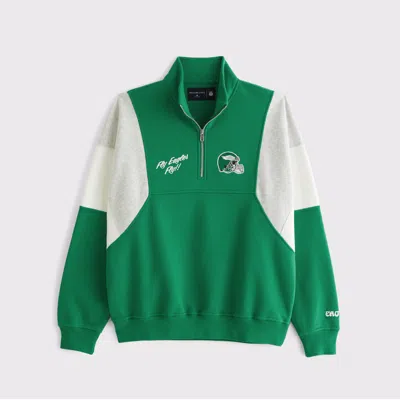 Abercrombie & Fitch Philadelphia Eagles Half-zip Sweatshirt In Green