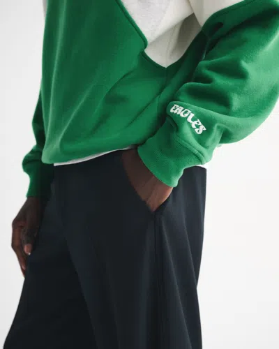 Abercrombie & Fitch Philadelphia Eagles Half-zip Sweatshirt In Green