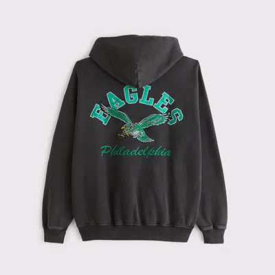 Abercrombie & Fitch Philadelphia Eagles Graphic Popover Hoodie In Black