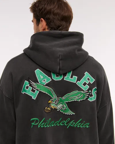 Abercrombie & Fitch Philadelphia Eagles Graphic Popover Hoodie In Black