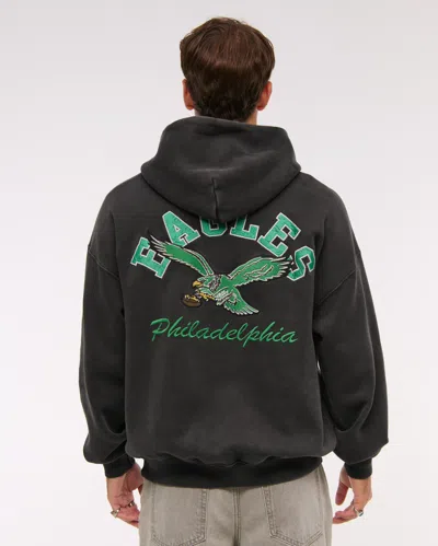 Abercrombie & Fitch Philadelphia Eagles Graphic Popover Hoodie In Black