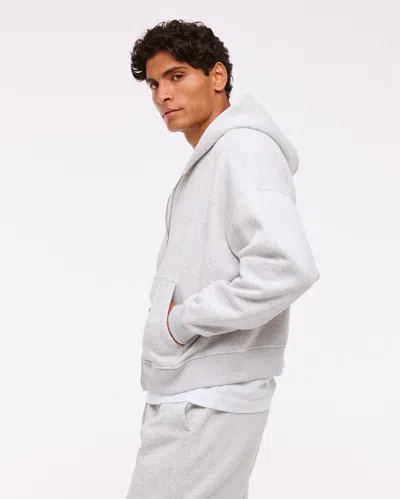 Abercrombie & Fitch Essential Cropped Full-zip Hoodie In White