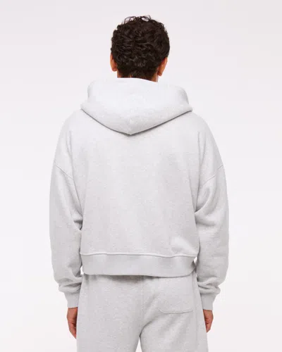 Abercrombie & Fitch Essential Cropped Full-zip Hoodie In White