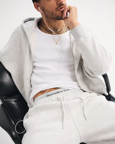 Abercrombie & Fitch Essential Cropped Full-zip Hoodie In White