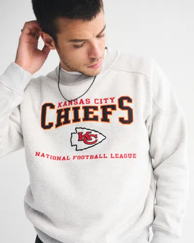 Abercrombie & Fitch Kansas City Chiefs Graphic Crew Sweatshirt In White