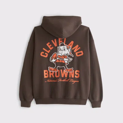 Abercrombie & Fitch Cleveland Browns Graphic Popover Hoodie In Blue