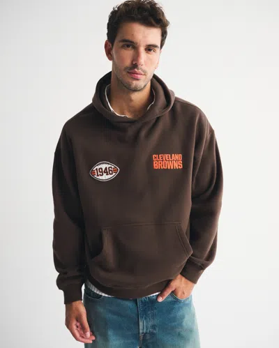 Abercrombie & Fitch Cleveland Browns Graphic Popover Hoodie In Blue