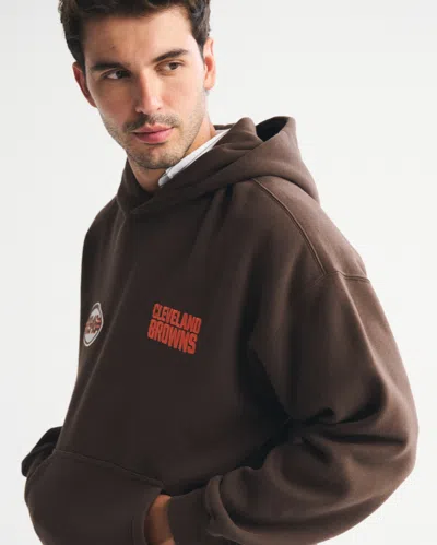 Abercrombie & Fitch Cleveland Browns Graphic Popover Hoodie In Blue