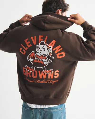 Abercrombie & Fitch Cleveland Browns Graphic Popover Hoodie In Blue