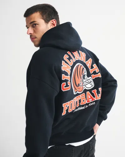 Abercrombie & Fitch Cincinnati Bengals Graphic Popover Hoodie In Black