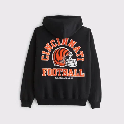 Abercrombie & Fitch Cincinnati Bengals Graphic Popover Hoodie In Black