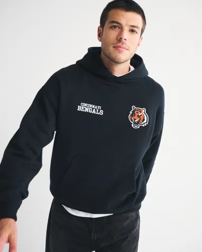 Abercrombie & Fitch Cincinnati Bengals Graphic Popover Hoodie In Black