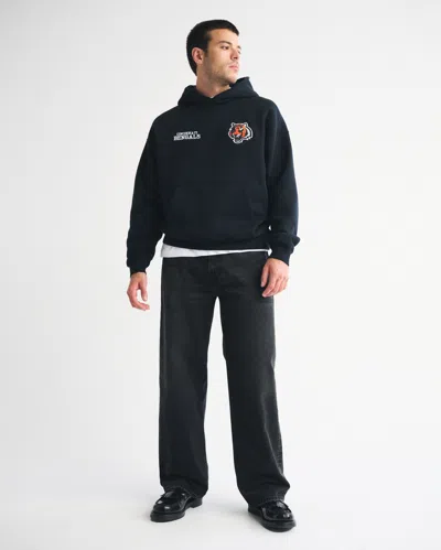 Abercrombie & Fitch Cincinnati Bengals Graphic Popover Hoodie In Black