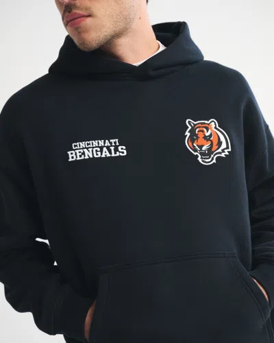 Abercrombie & Fitch Cincinnati Bengals Graphic Popover Hoodie In Black