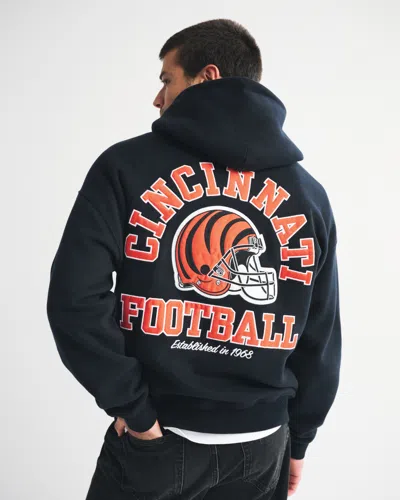 Abercrombie & Fitch Cincinnati Bengals Graphic Popover Hoodie In Black