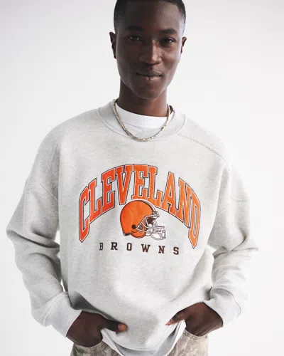 Abercrombie & Fitch Cleveland Browns Graphic Crew Sweatshirt In White