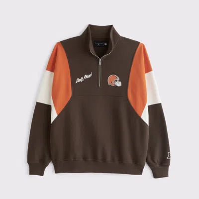 Abercrombie & Fitch Cleveland Browns Half-zip Sweatshirt In Black