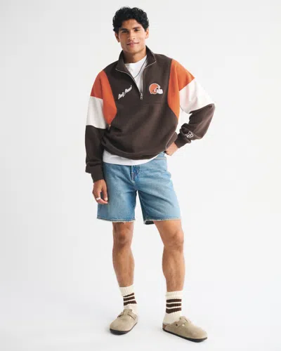 Abercrombie & Fitch Cleveland Browns Half-zip Sweatshirt In Black