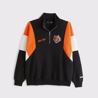Abercrombie & Fitch Cincinnati Bengals Half-zip Sweatshirt In Black
