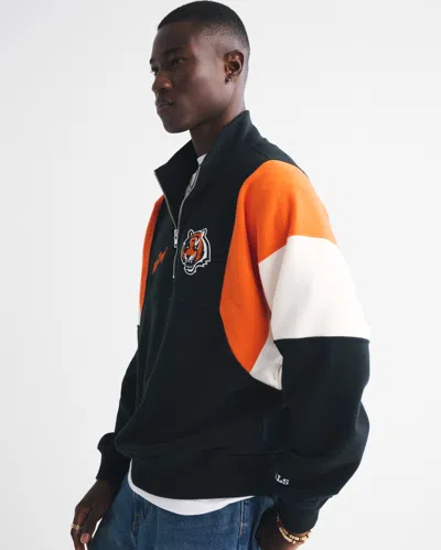 Abercrombie & Fitch Cincinnati Bengals Half-zip Sweatshirt In Black
