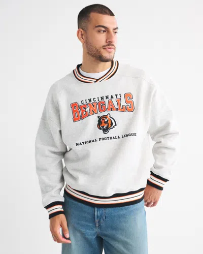 Abercrombie & Fitch Cincinnati Bengals Graphic Crew Sweatshirt In White