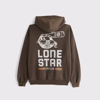 Abercrombie & Fitch Lone Star Beer Graphic Popover Hoodie In Brown