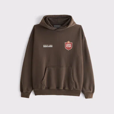 Abercrombie & Fitch Lone Star Beer Graphic Popover Hoodie In Brown
