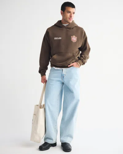 Abercrombie & Fitch Lone Star Beer Graphic Popover Hoodie In Brown