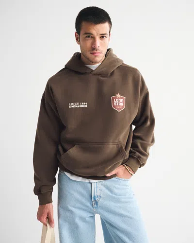 Abercrombie & Fitch Lone Star Beer Graphic Popover Hoodie In Brown