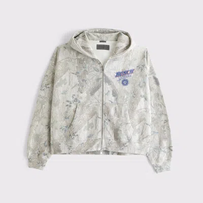 Abercrombie & Fitch Busch Light Full-zip Hoodie In White