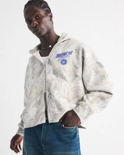 Abercrombie & Fitch Busch Light Full-zip Hoodie In White