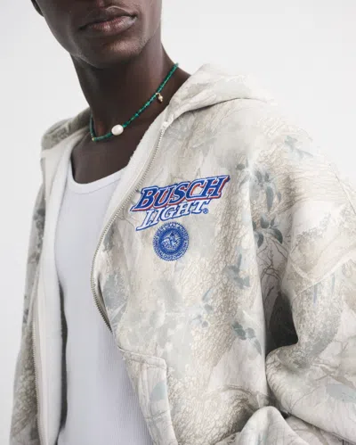 Abercrombie & Fitch Busch Light Full-zip Hoodie In White