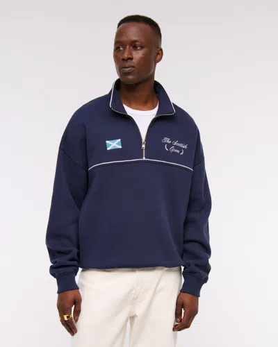 Abercrombie & Fitch Scottish Open Graphic Half-zip Sweatshirt In Blue
