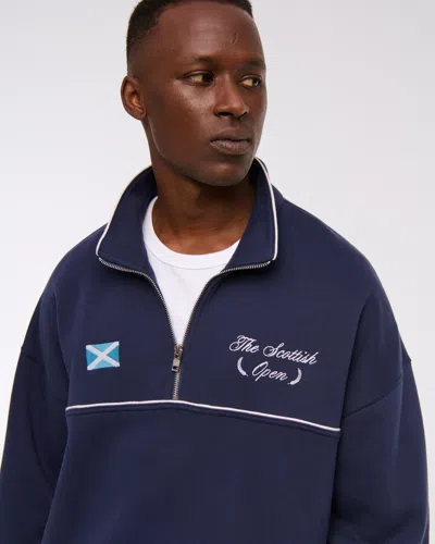 Abercrombie & Fitch Scottish Open Graphic Half-zip Sweatshirt In Blue