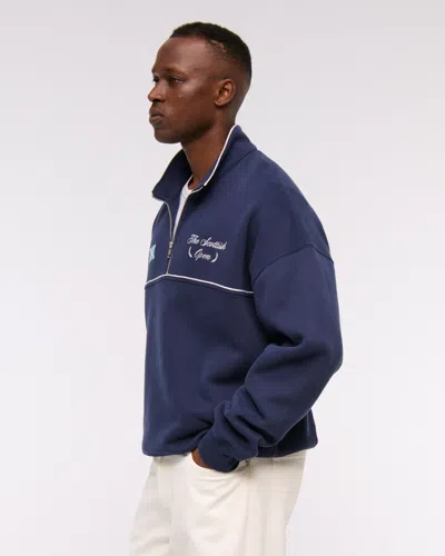 Abercrombie & Fitch Scottish Open Graphic Half-zip Sweatshirt In Blue