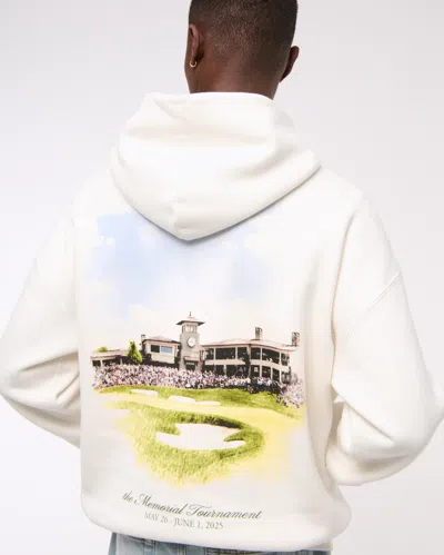 Abercrombie & Fitch Memorial Tournament Graphic Popover Hoodie In White