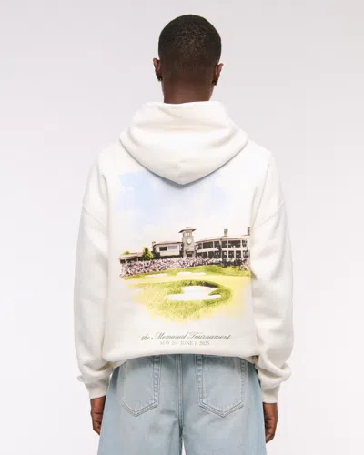 Abercrombie & Fitch Memorial Tournament Graphic Popover Hoodie In White
