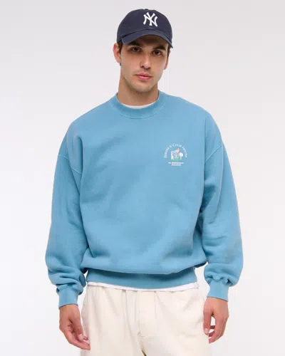 Abercrombie & Fitch Golf Graphic Crew Sweatshirt In Blue